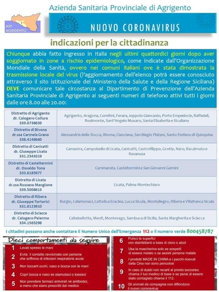 disposizioni ASP Agrigento